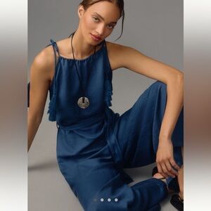 Zimmermann Navy Blue Gathered Waist Jumpsuit